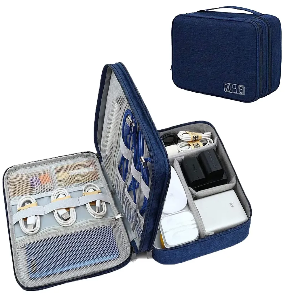 Electronics Organizer Storage Bag | Travel Carrying Case for Cables, Charger, Power Bank, Mouse, SSD & HDD