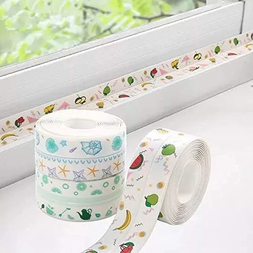 [KBS-1618] Waterproof Sealing Tape for Kitchen & Bathroom | Self-Adhesive Oil-Proof Caulk Tape for Sink, Corners & Gaps | Multi Print | 1 Pc