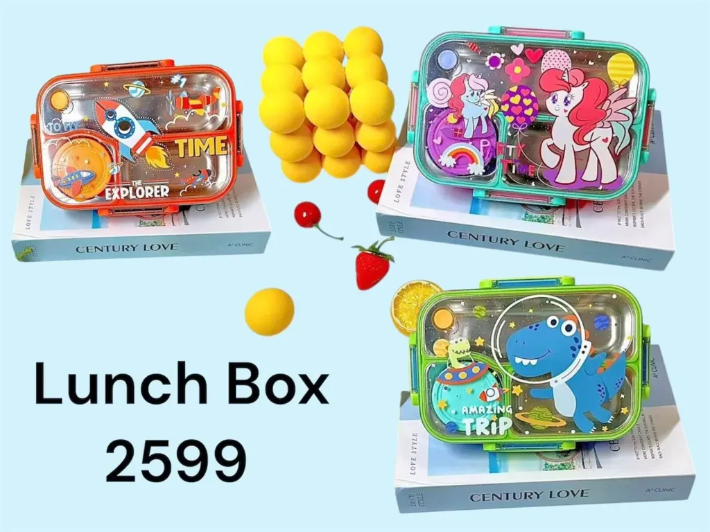 Stainless Steel 3 Compartment Lunch Box | Leak-Proof | BPA-Free | 650ml + 80ml | Model 2599