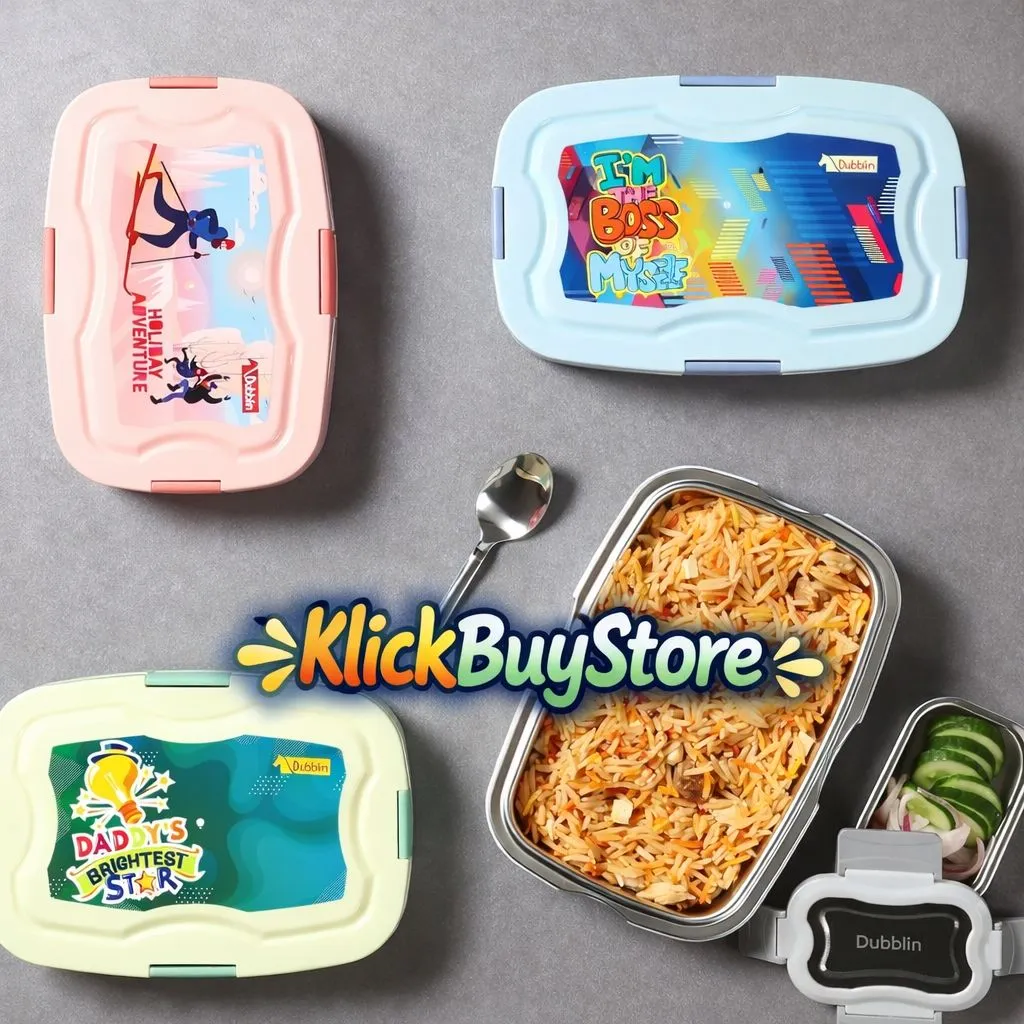 Dubblin Stainless Steel Insulated Lunch Box | Leak-Proof | BPA-Free | 850 ml with steel container | Model - HARRY