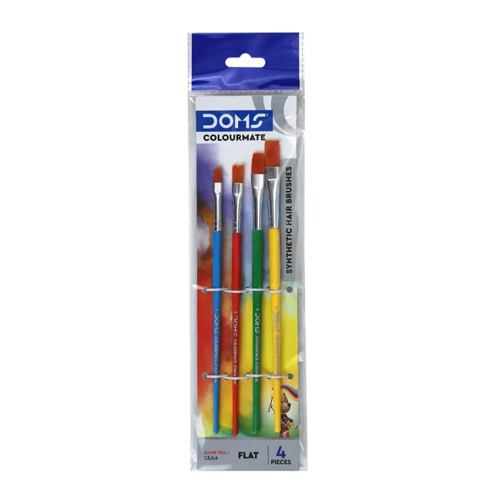 [KBS-1820] DOMS Colourmate Synthetic Paint Brush Set (Flat, Pack of 4)