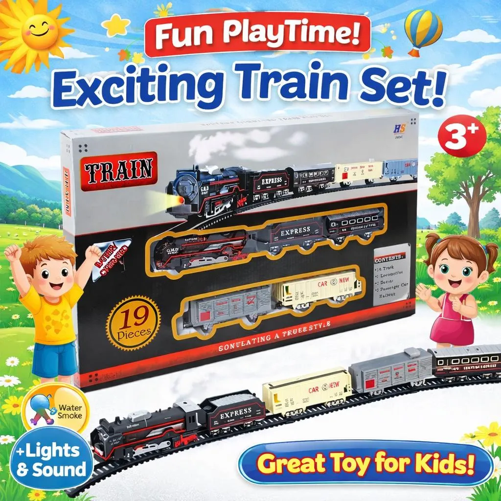 Electric Train Set for Kids (19 Pieces)