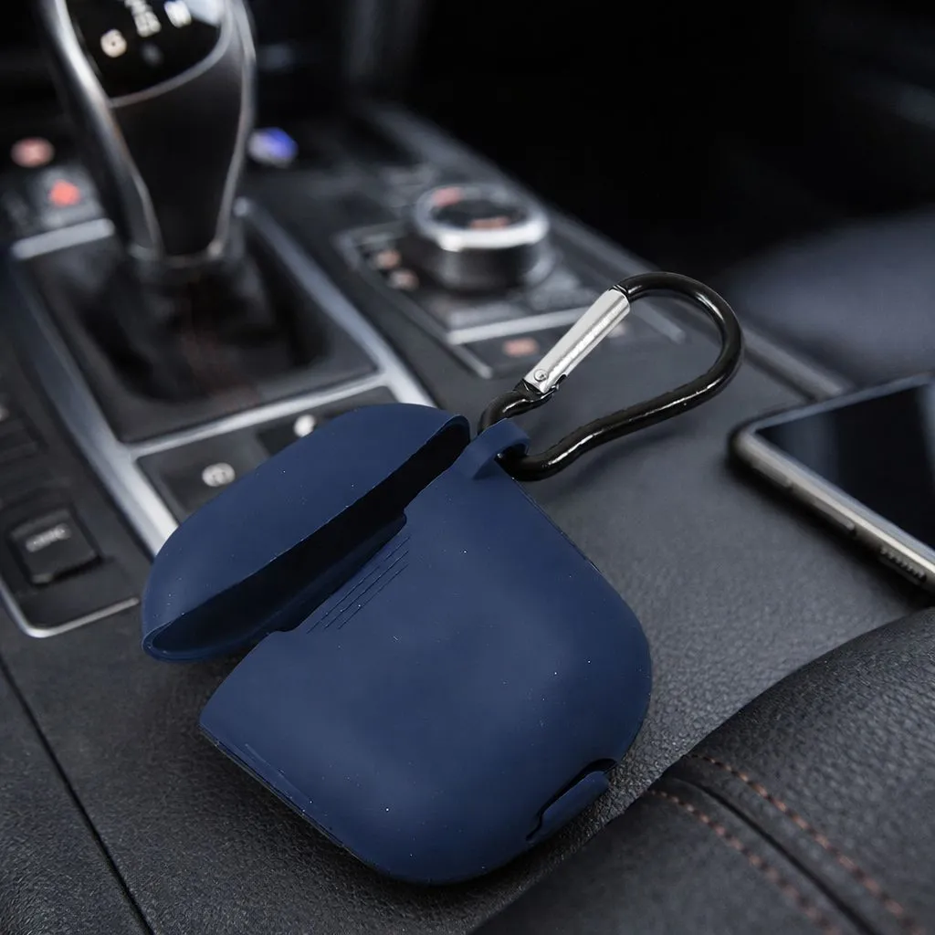 Silicone AirPods Case Cover with Keychain (Random Colour)