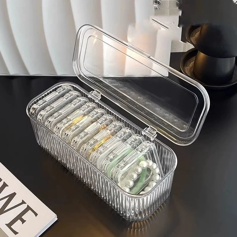 [KBS-1963] Acrylic Jewelry Organizer Box Set - 10 Pcs Portable Anti-Oxidation Storage Boxes for Earrings, Rings, Necklace & Watch - Transparent Jewelry Case for Women & Girls