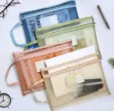 A4 Document Storage Pouch - Waterproof Mesh File Organizer with Dual Zip - Durable Folder for Office, School & Travel - Multicolour (1 Piece)