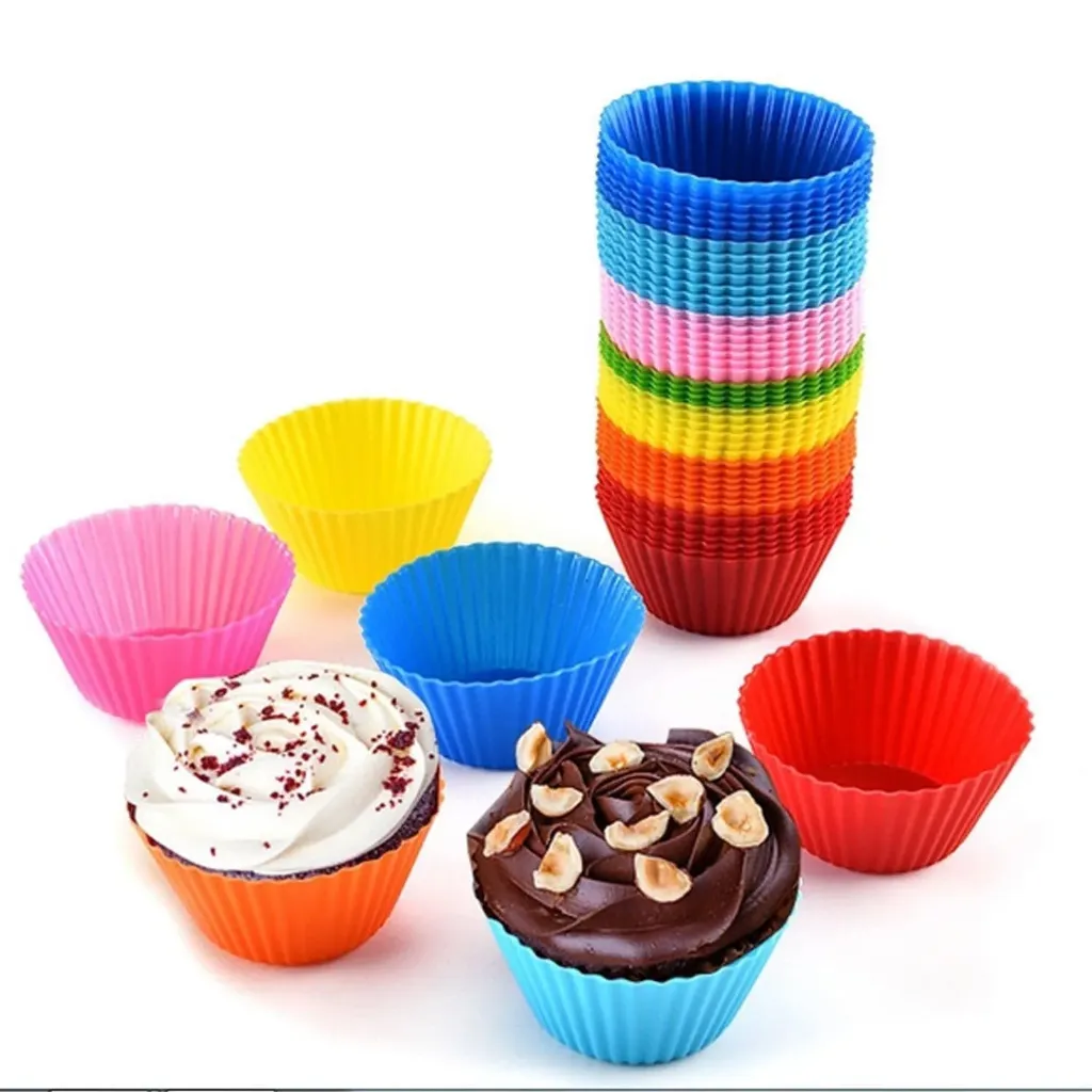 Air Fryer Silicone Cupcake Mould - Round Mini Non Stick & Heat Resistant Muffin Cups - Reusable Baking Cups for Cupcake Jelly Cake - 1 Pc (Random Color)