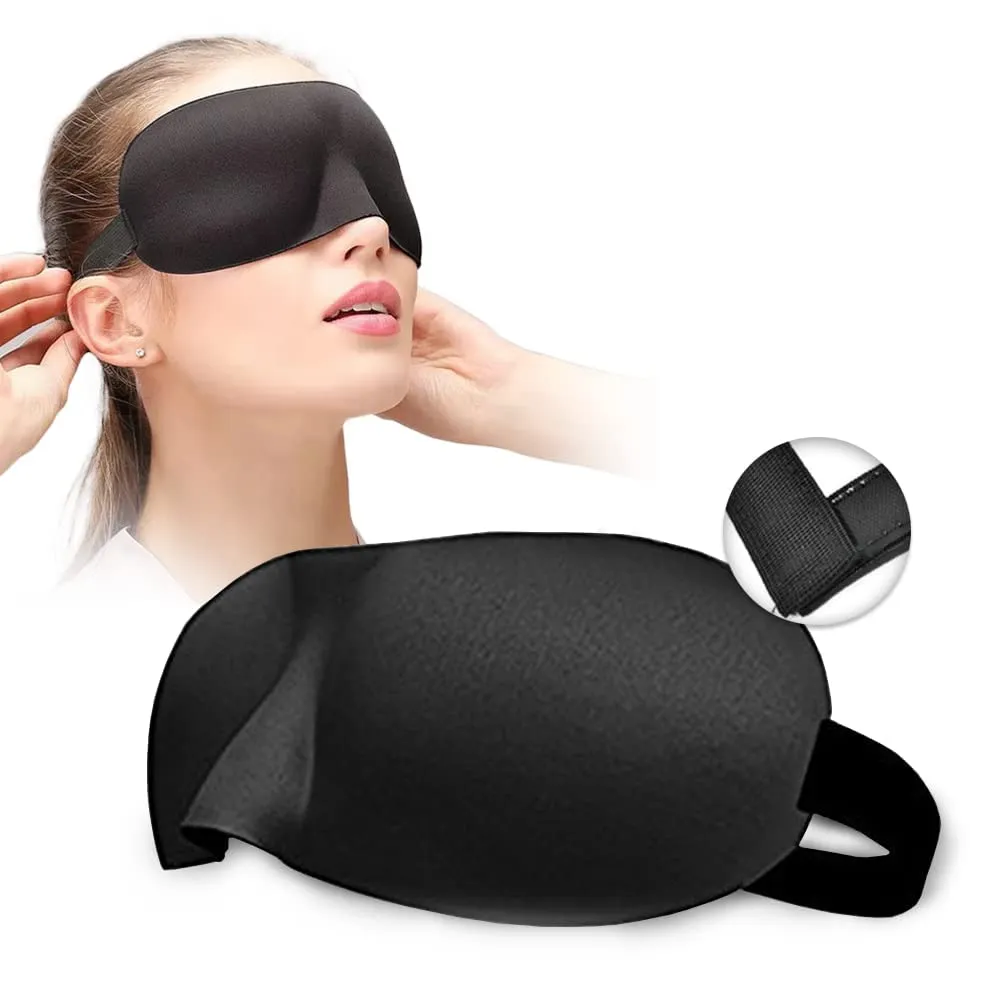 Eye Mask - 3D Contoured Blindfold with Adjustable Strap - Soft Travel Meditation Sleeping Mask