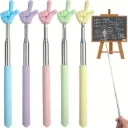 Khujli Stick Back Scratcher & Hand Pointer - Telescopic Stainless Steel Extendable Teaching Stick with Hand Shape - 1 Piece (Multicolor)