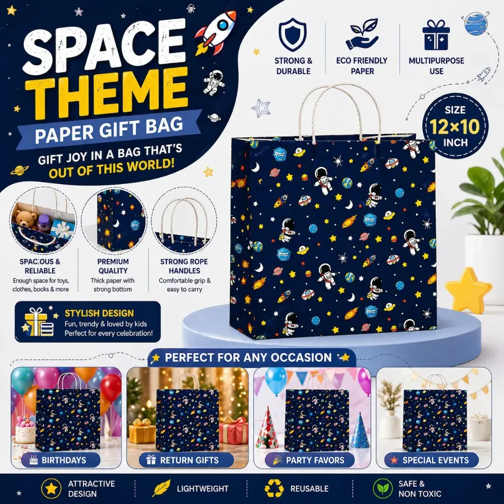 [KBS-2030] Paper Carry Bag - Space Theme (12×10 inch)