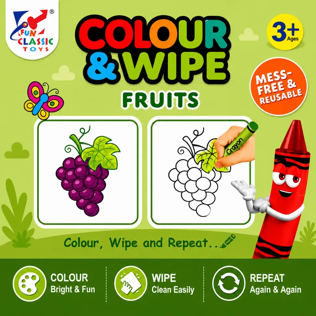 DIY Art and Craft Kit (Colour & Wipe - Fruits)