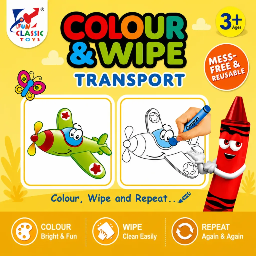 DIY Art and Craft Kit (Colour & Wipe - Transport)