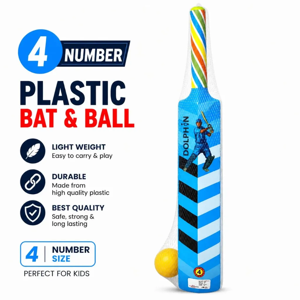 [KBS-2073] Plastic Bat Ball Cricket Set (4 No)