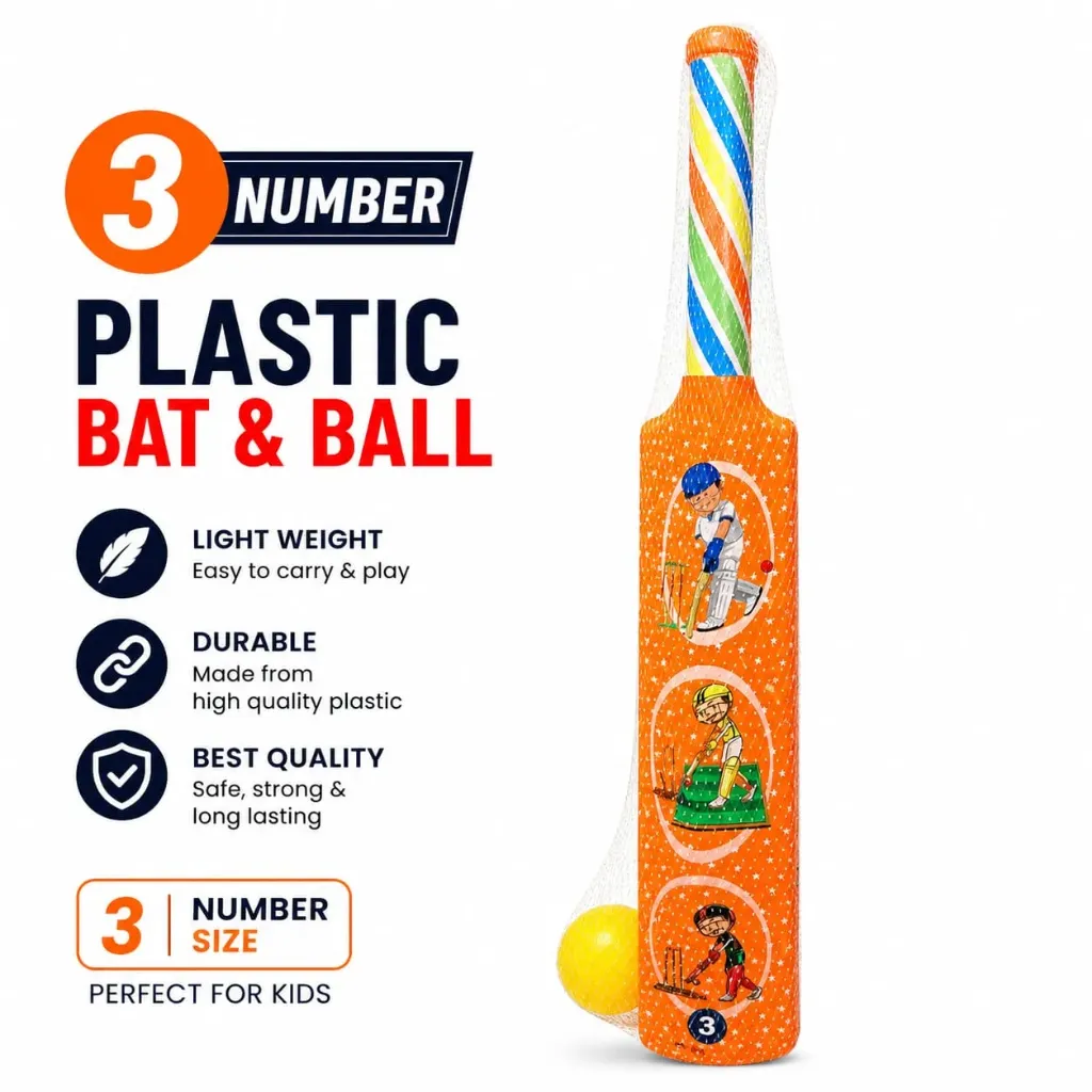 [KBS-2074] Plastic Bat Ball Cricket Set (3 No)