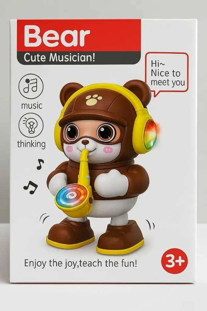 Musical Saxophone Bear Toy with Lights & Dancing Action for Kids