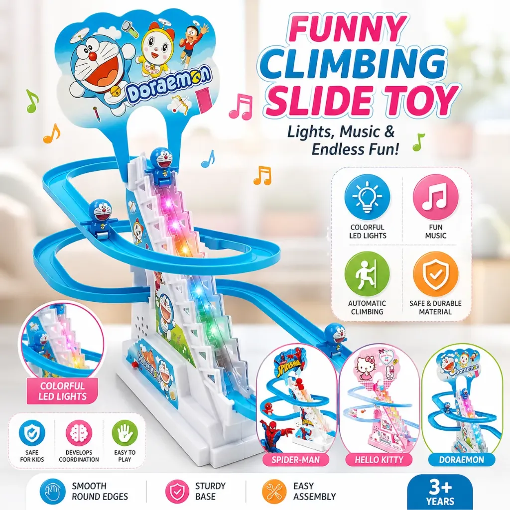 Stair Climbing Track Slide Toy with Lights & Music