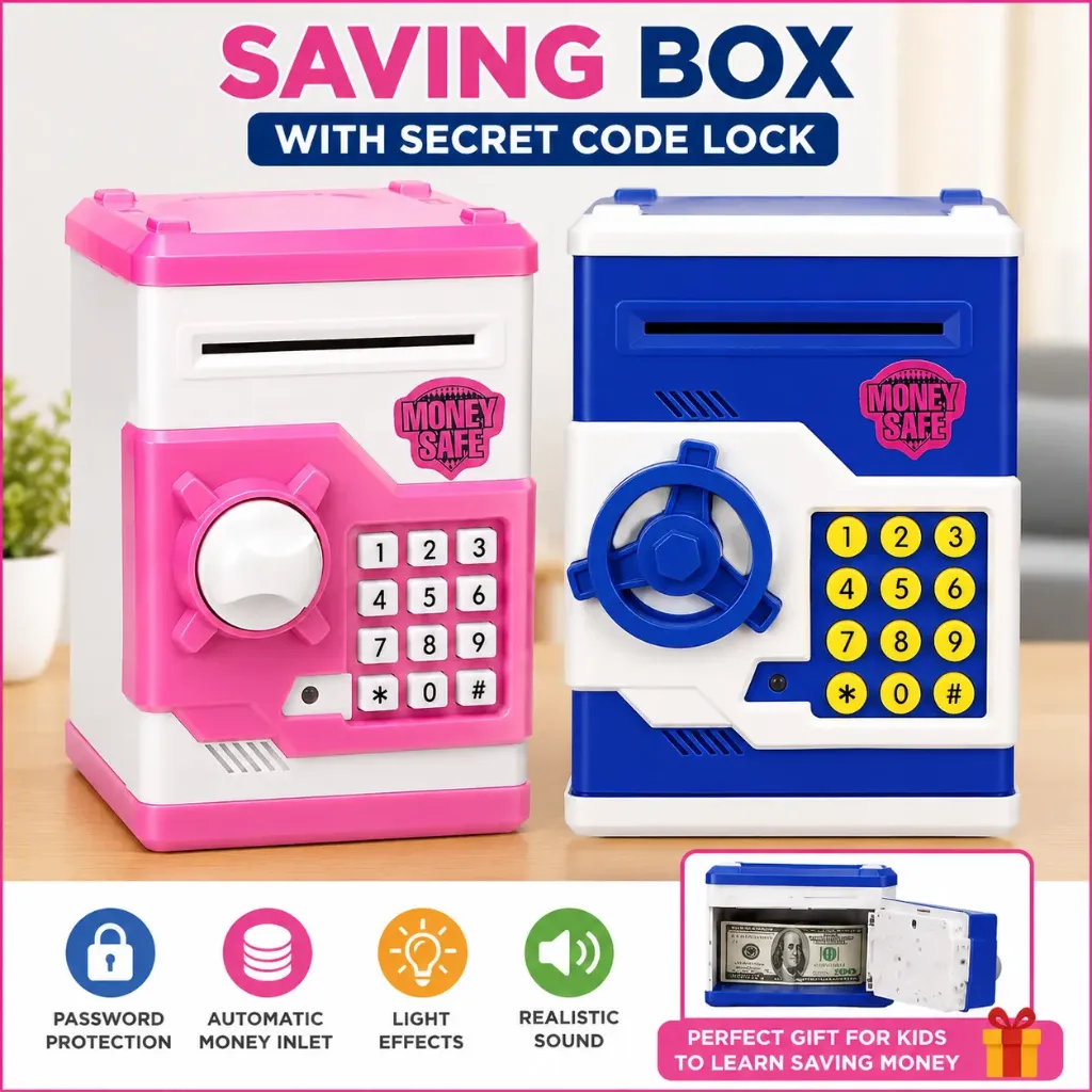 Electronic Money Saving Box with Password Lock & ATM Style Coin Bank for Boys & Girls (Pack of 1)