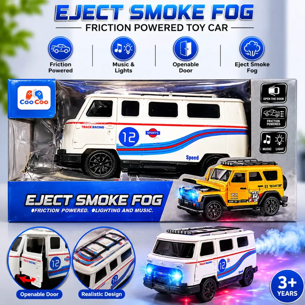 Toy Bus with Light, Music & Openable Door for Kids - Smoke Fog Bus Toy