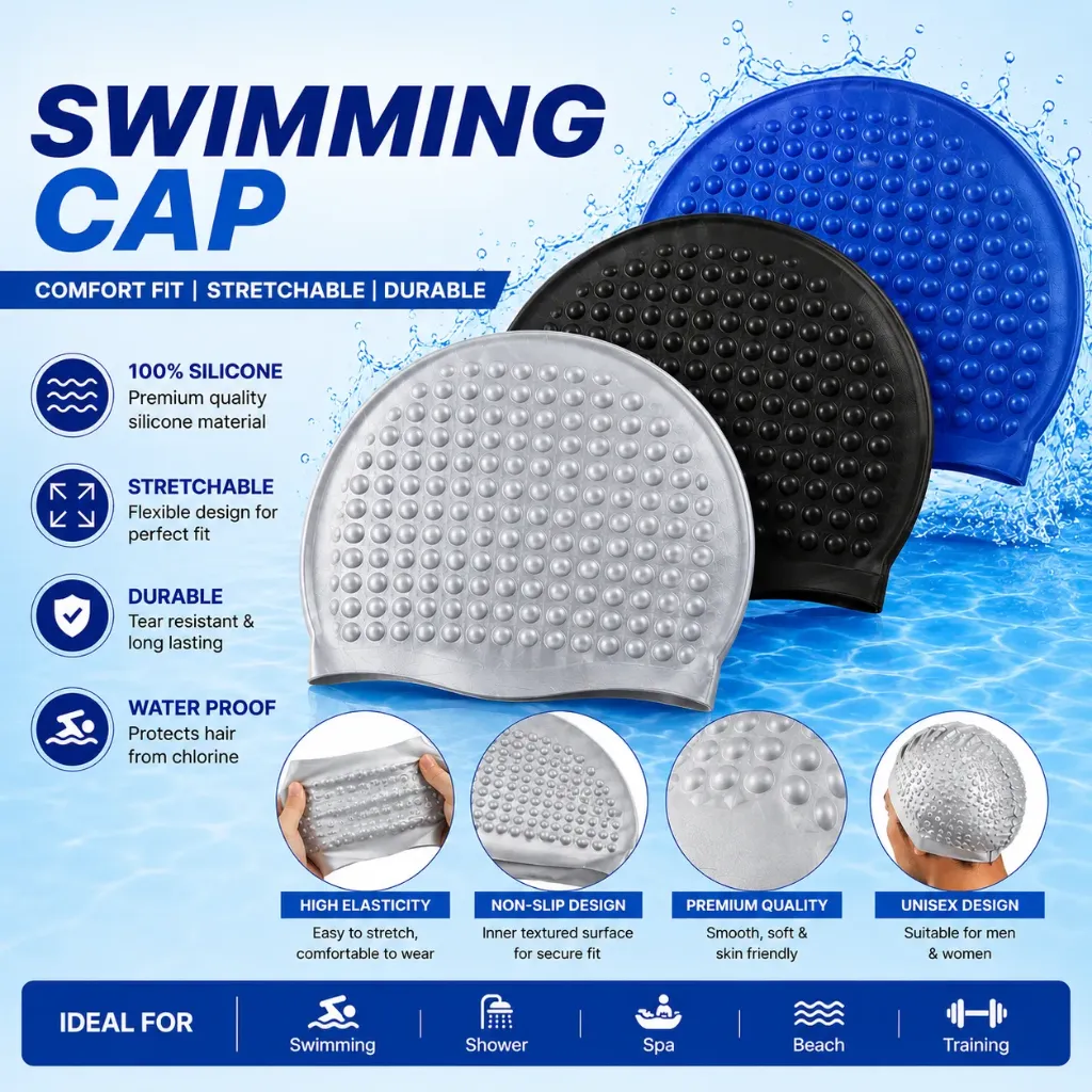 Swimming Cap for Adults (Bubble Drop Design)
