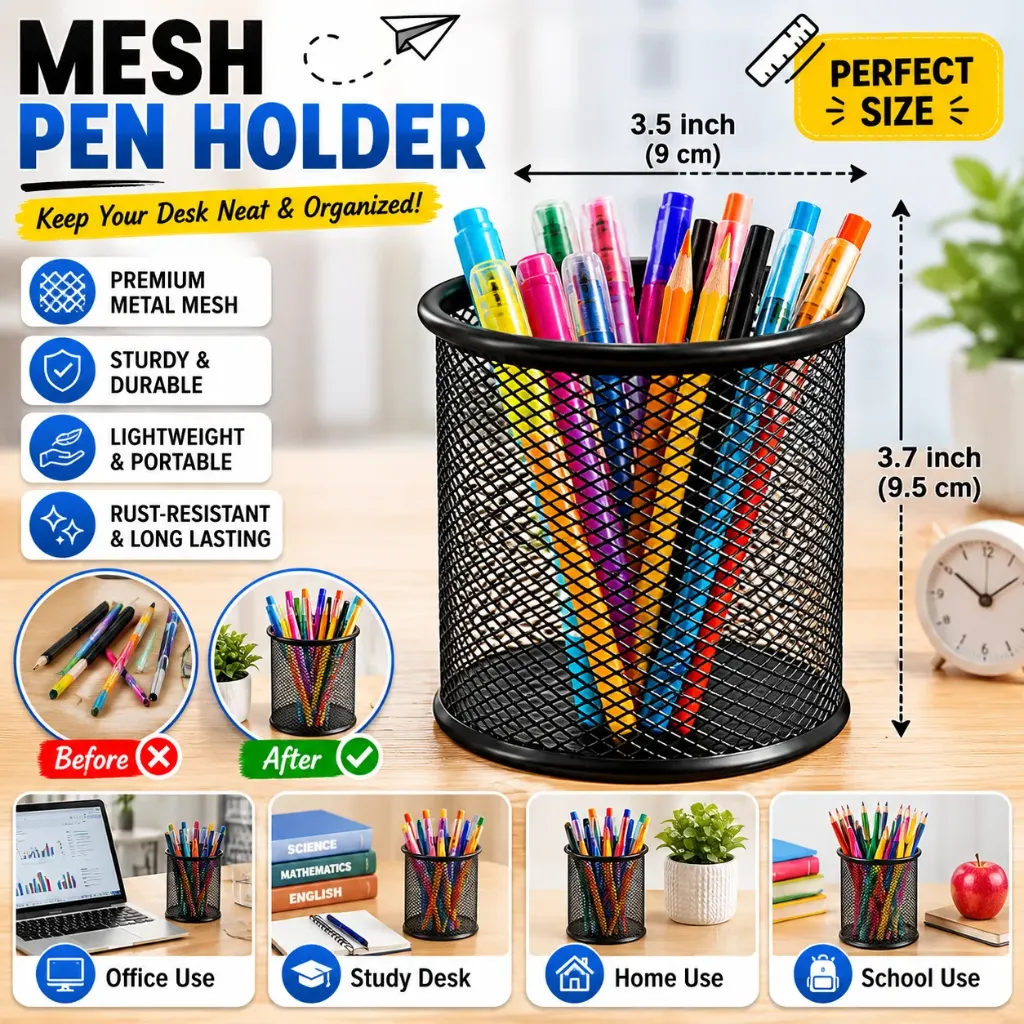 Multipurpose Metal Mesh Pen and Pencil Holder