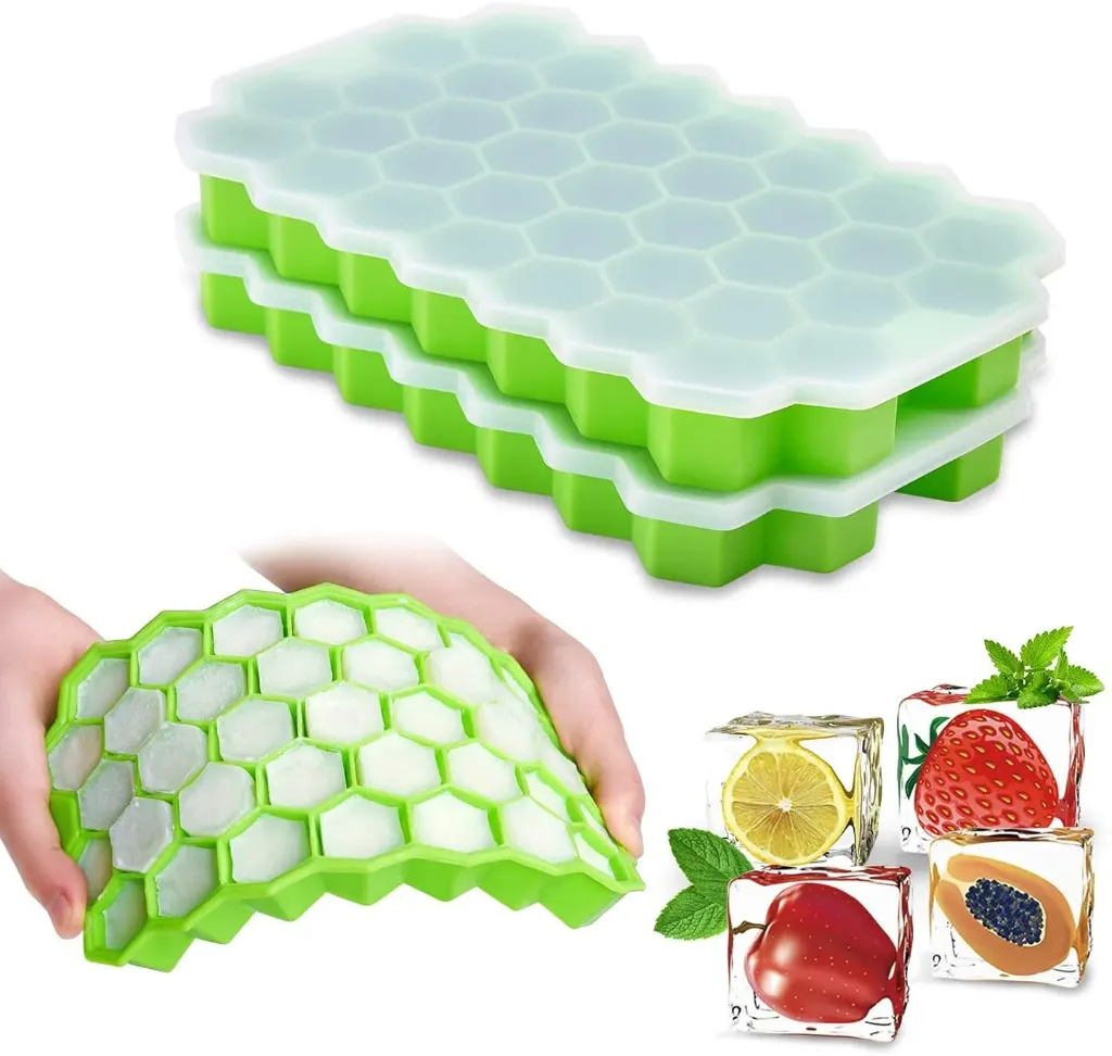 Silicone Ice Cube Tray with Lid (Honeycomb)
