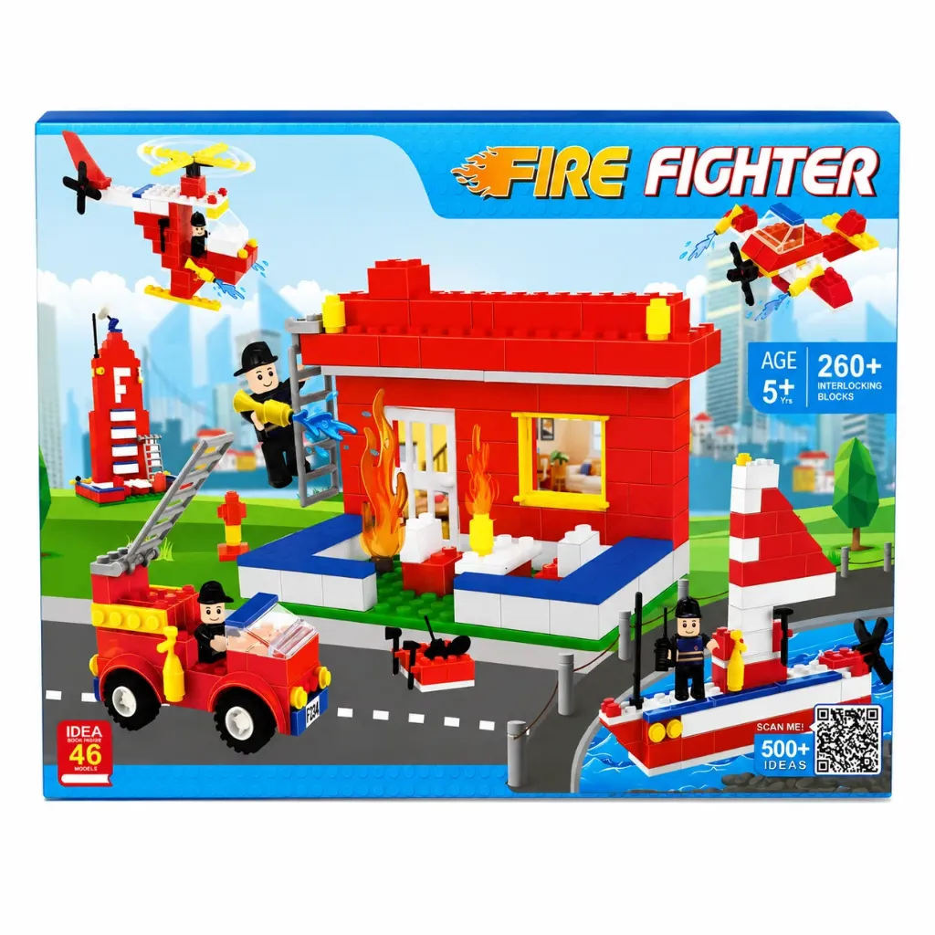 [KBS-2159] Fire Fighter Building Blocks (260+ Interlocking Blocks) - Lego