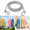 Steel Wire Cloth Rope (10 Meter) Heavy Duty Stainless Steel Wire Rope Cable with Locking Hooks for Clothes Drying, Outdoor, Garden, Gym & Utility Use