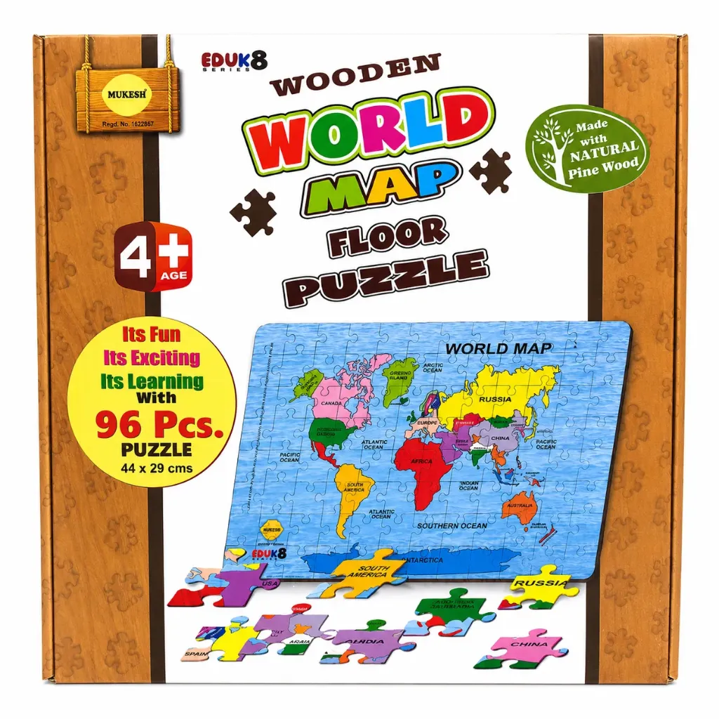[KBS-2185] Wooden World Map Floor Puzzle