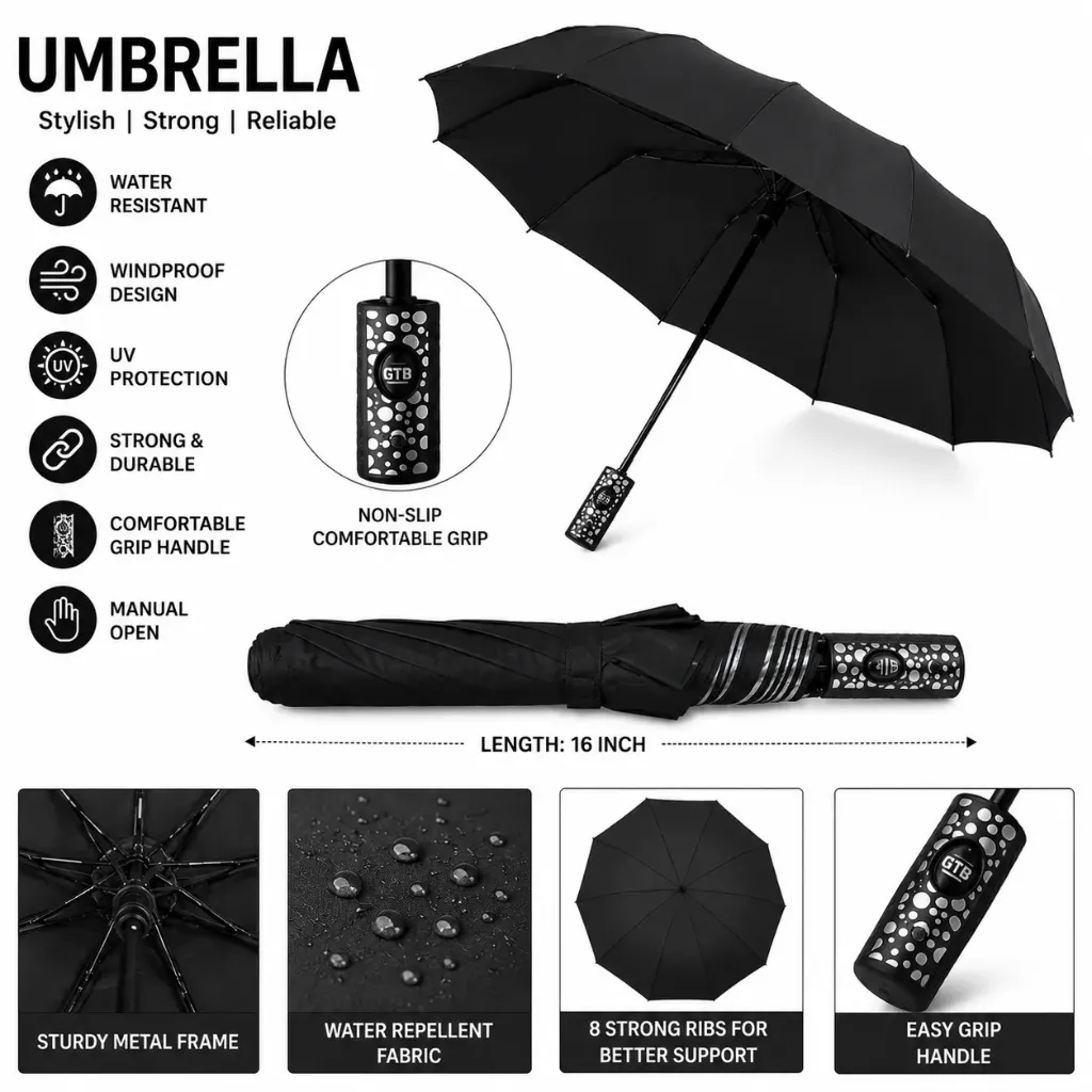 Umbrella - Black Colour (No - 2243)