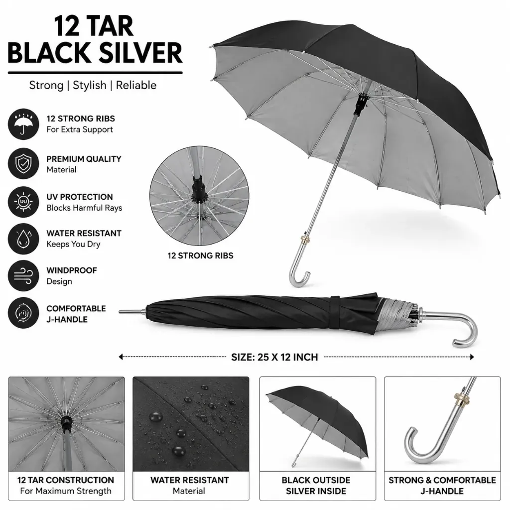 Umbrella BIG SIZE - Black Colour (No - 2246)