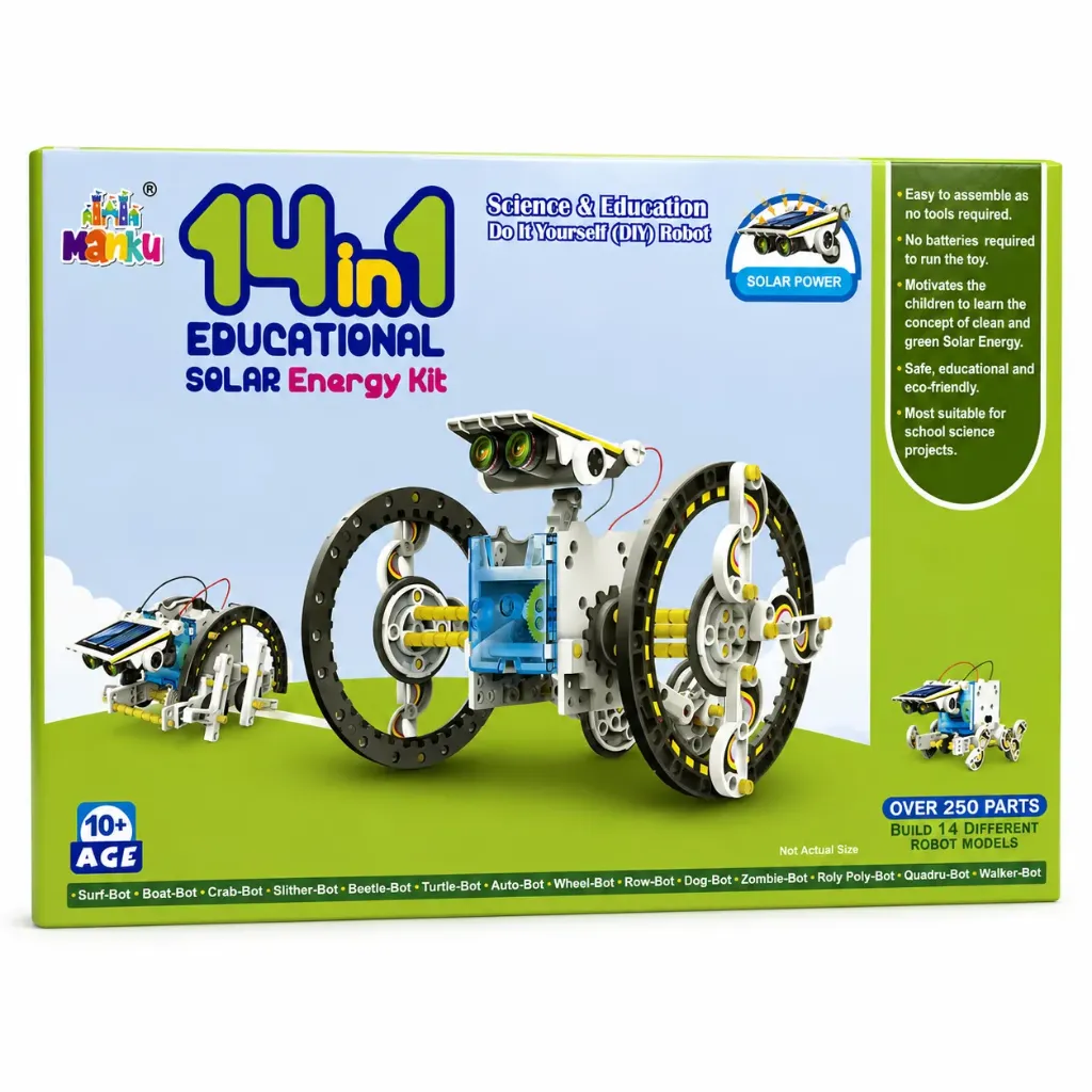 [KBS-2259] Manku 14 in 1 Educational Solar Energy Kit – Science & Education DIY Robot Toy (Builds 14 Different Models)