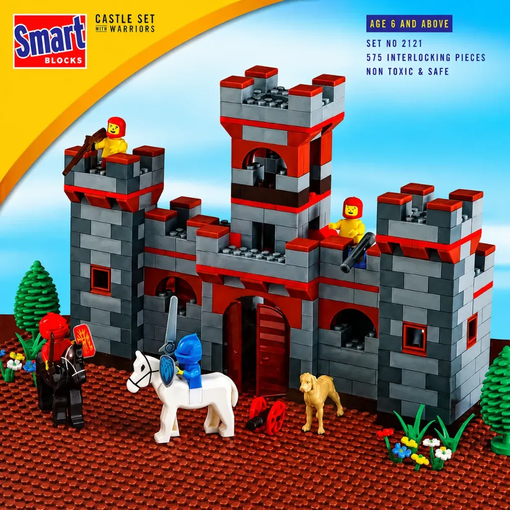 [KBS-2287] Peacock Smart Blocks Set  - Castle Set with Warriors (575 Pcs Lego) - Interlocking Building and Construction Blocks