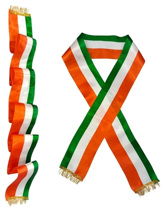 Tricolor Scarf - Tiranga Sash for Independence Day & Republic Day Celebration (Pack of 1)