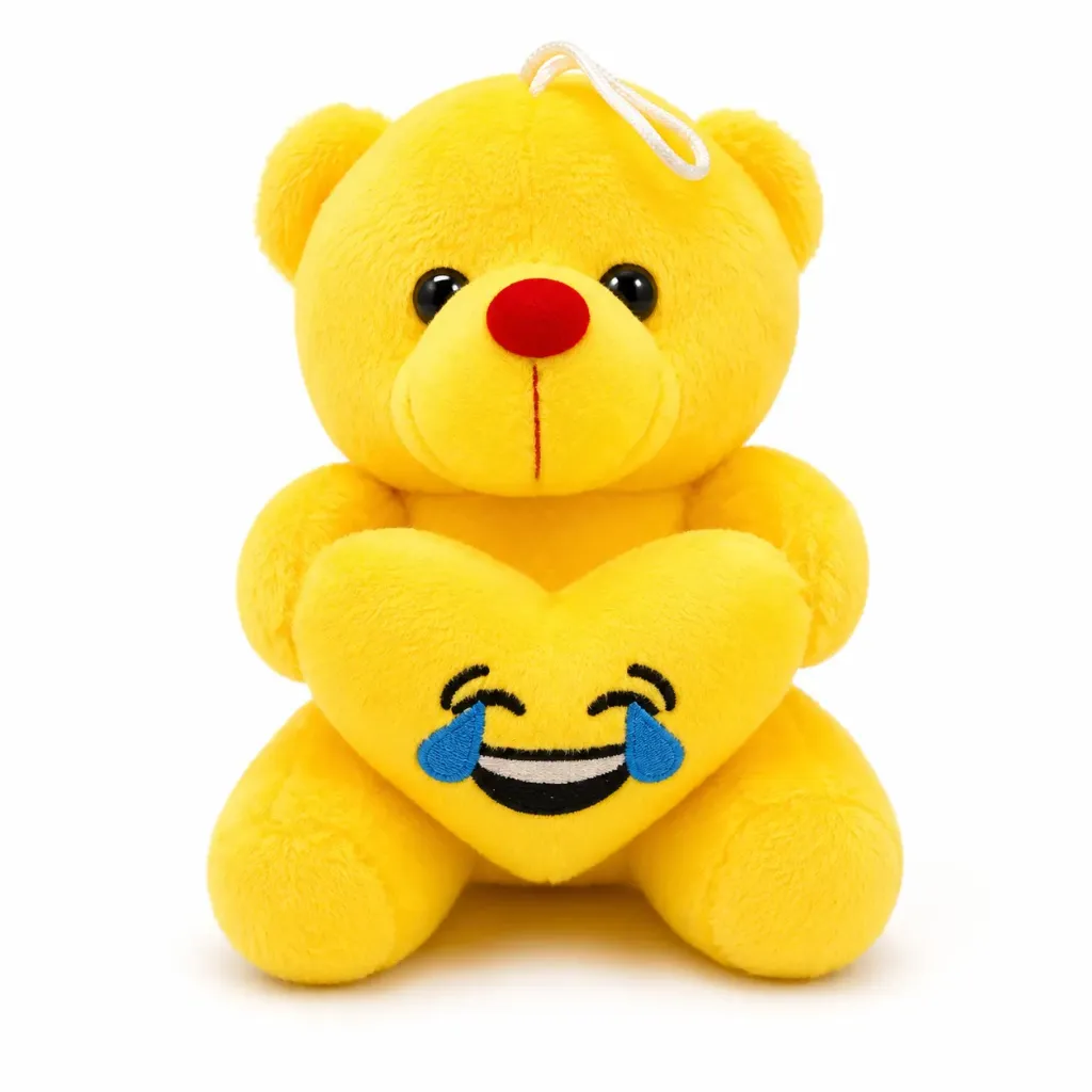 Cute Yellow Teddy Bear with Emoji Heart Plush Soft Toy (2437)