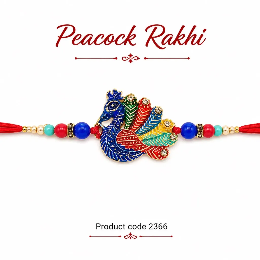 Rakhi - Peacock Motif Beaded Rakhi (2366)