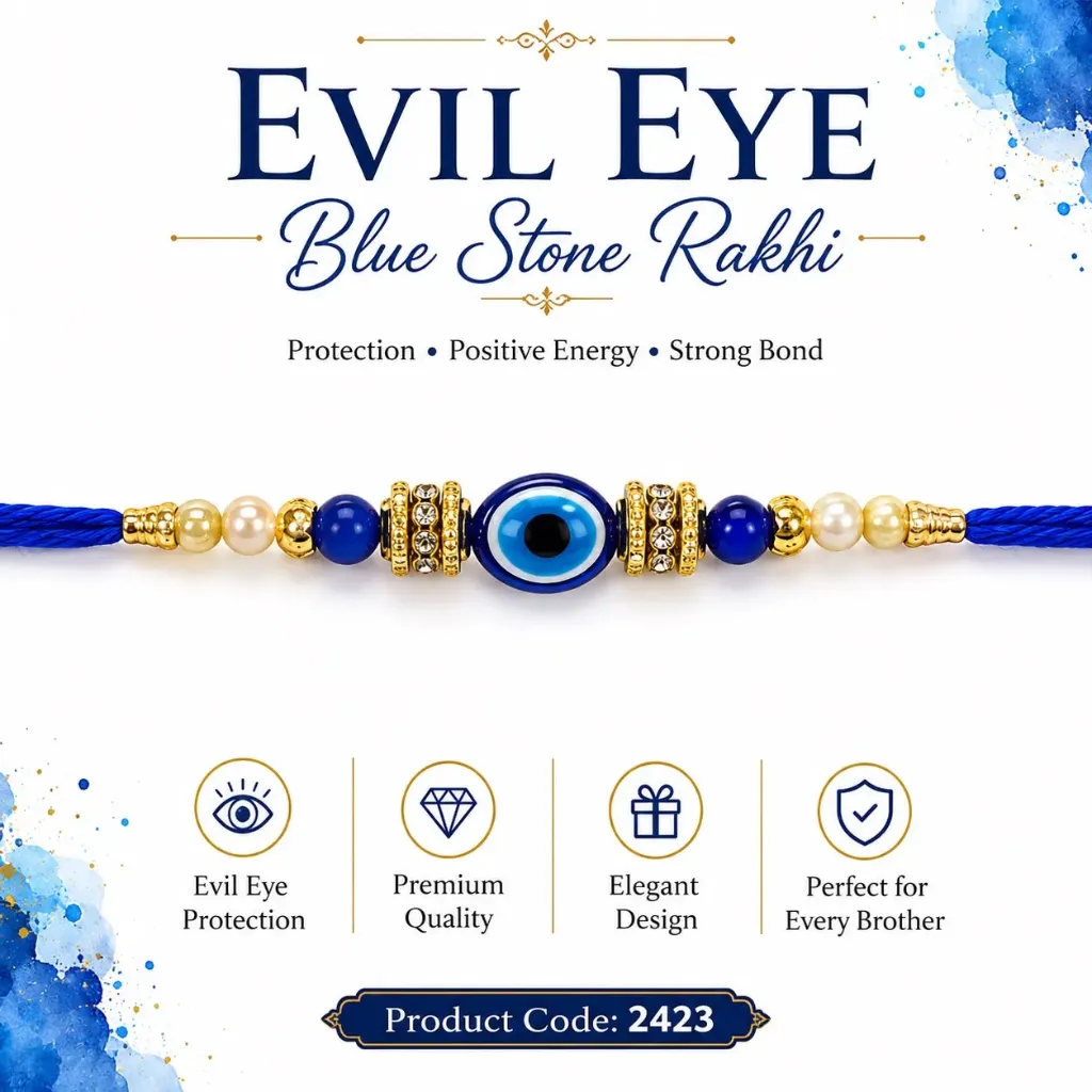 Rakhi - Evil Eye Blue Stone Rakhi (2423)