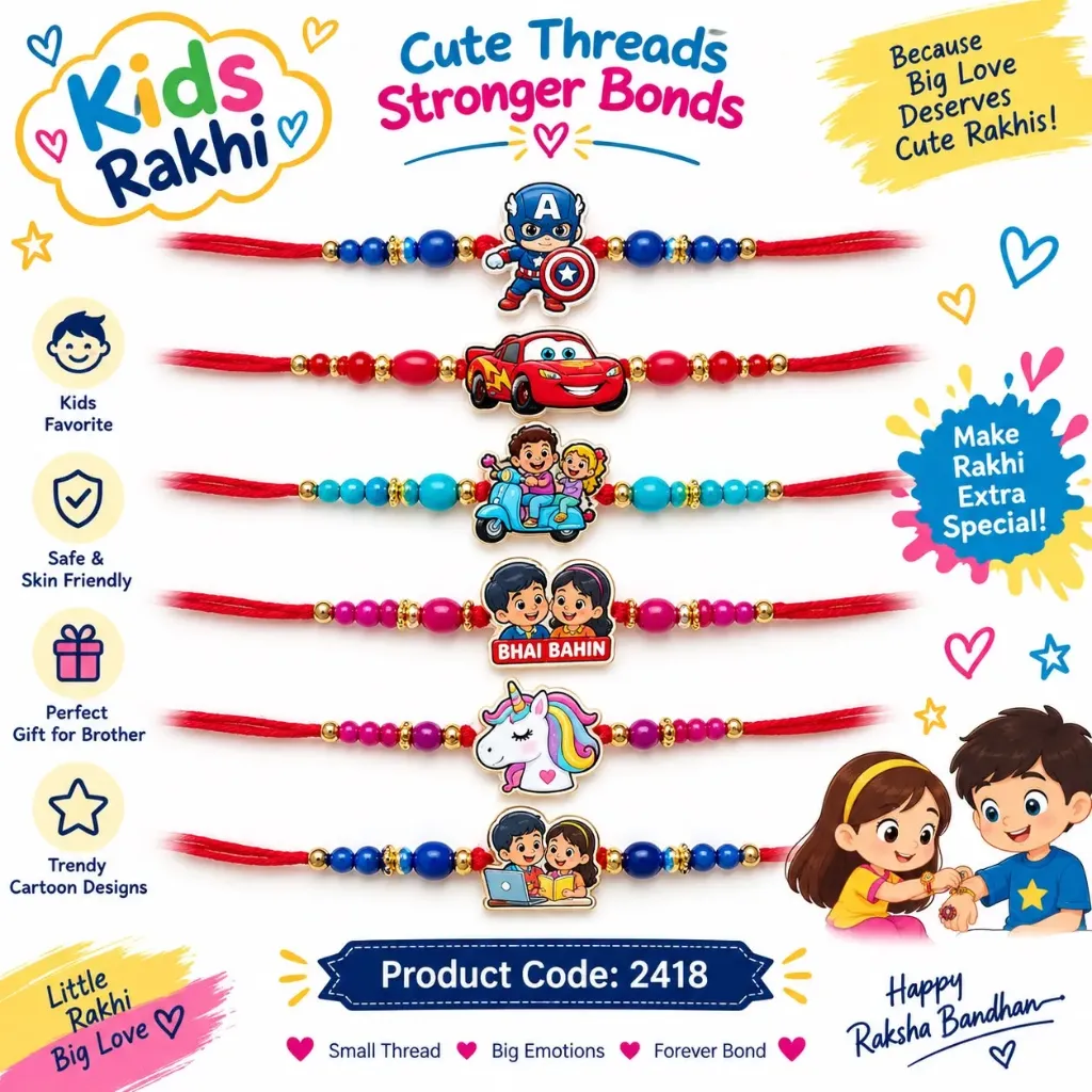[KBS-2418] Rakhi - Cartoon Kids Rakhi (Random Design, 1 Piece) (2418)