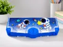 Double Sided Multi Compartment Pencil Box with Liquid Glitter Water-2489